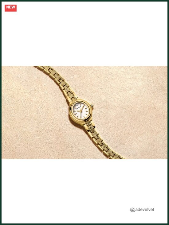 Womens Retro Goldtone Oval Watch Japanese Quartz Bracelet Gift main image 4